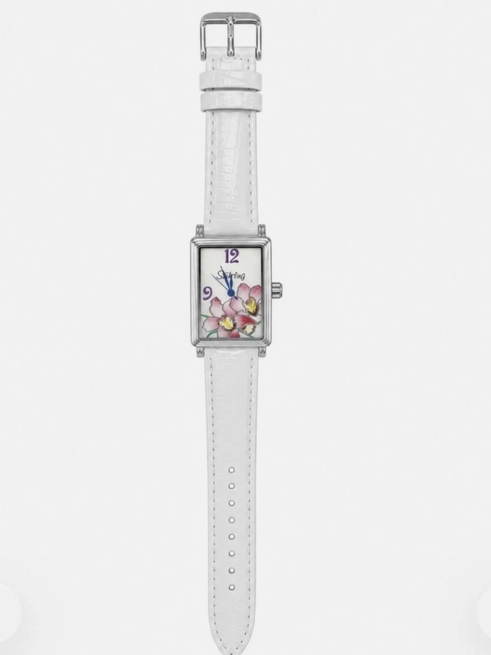 Stuhrling Original 306A.1115Q2 Women’s Quartz Floral Watch White Leather